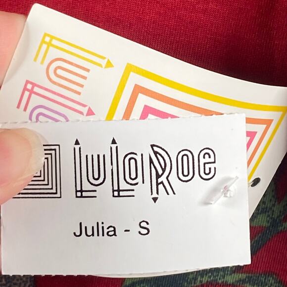 LuLaRoe Julia Dress Women's Size Small Roses Print Casual Fitted Dress Red - Picture 3 of 5